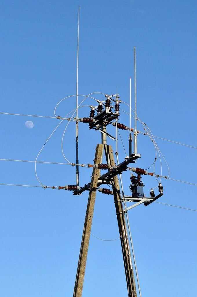 electricity, tension, energy, nature, post, sky, wire, blue sky